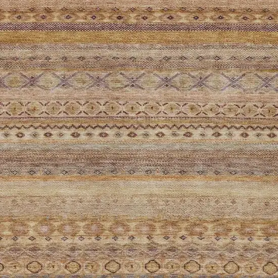 Orange And Copper Striped Washable Indoor Outdoor Area Rug Photo 3