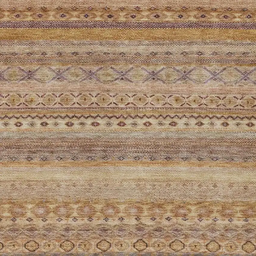Orange And Copper Striped Washable Indoor Outdoor Area Rug Photo 3