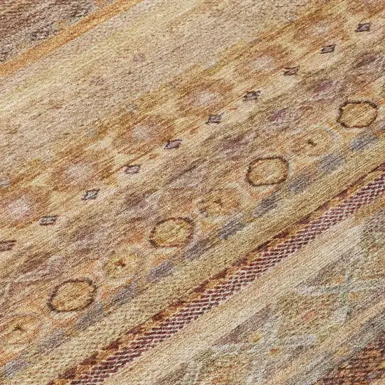 Orange And Copper Striped Washable Indoor Outdoor Area Rug Photo 6
