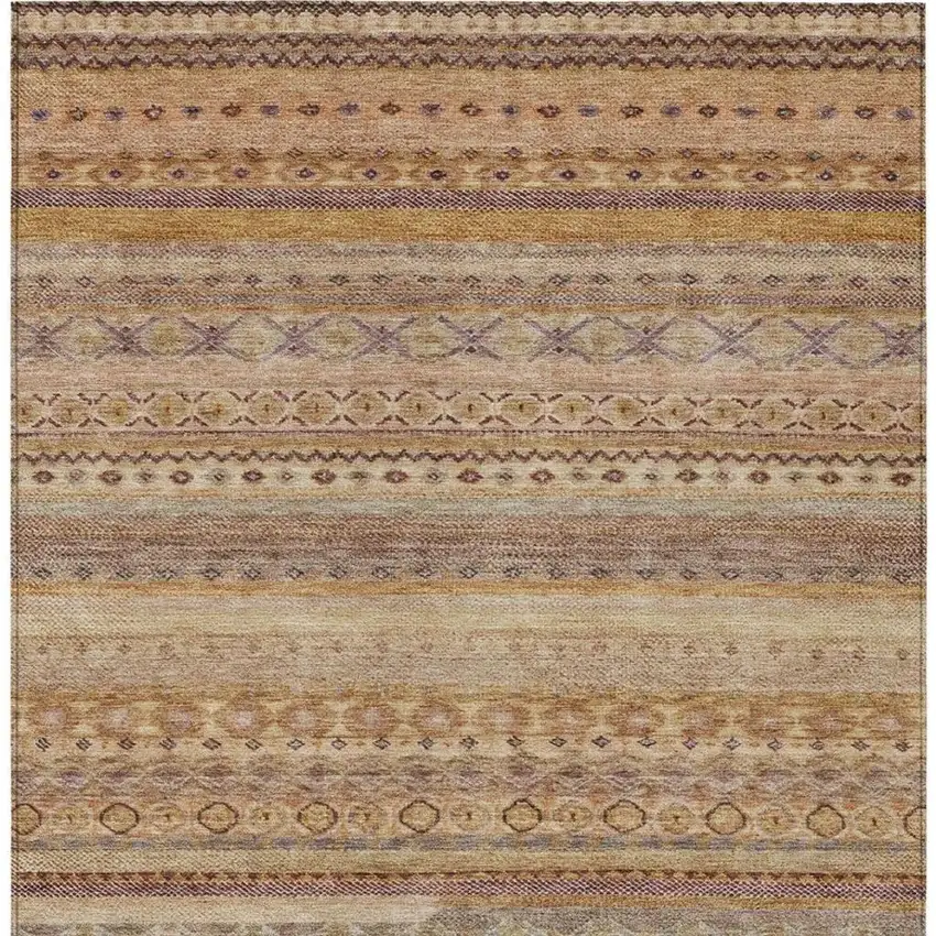 Orange And Copper Striped Washable Indoor Outdoor Area Rug Photo 4