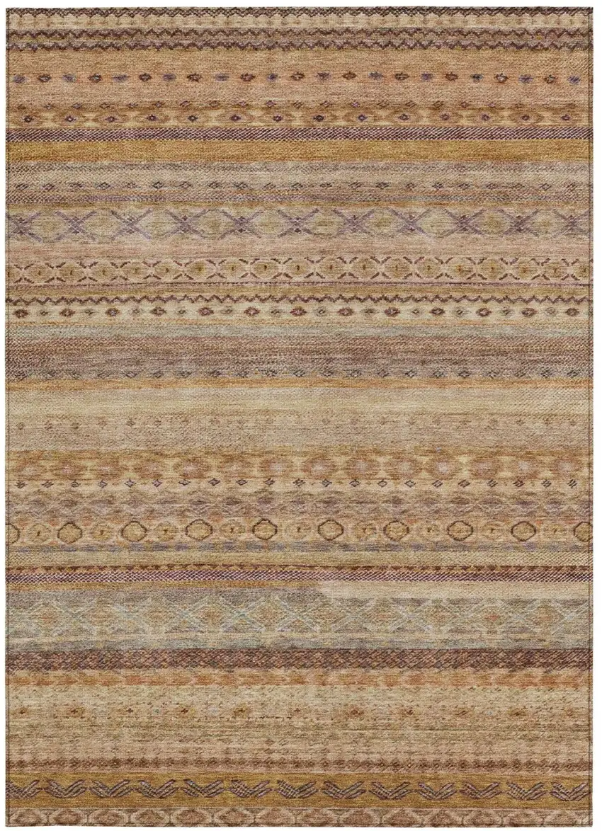 Orange And Copper Striped Washable Indoor Outdoor Area Rug Photo 4