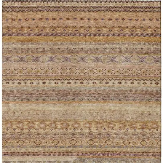 Orange And Copper Striped Washable Indoor Outdoor Area Rug Photo 3