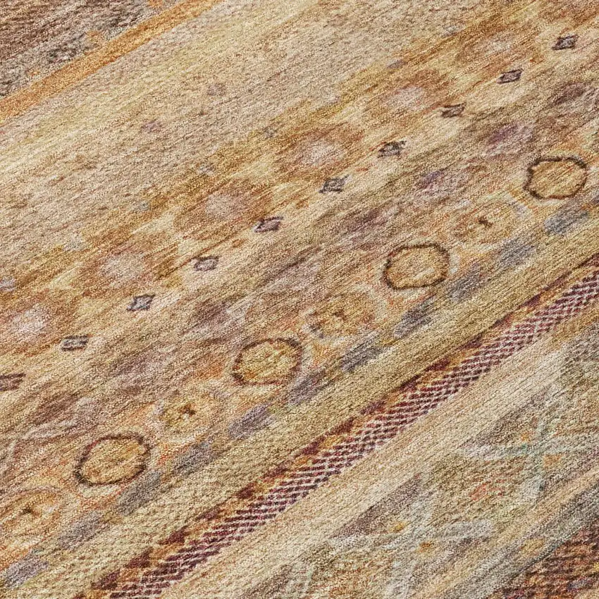 Orange And Copper Striped Washable Indoor Outdoor Area Rug Photo 6