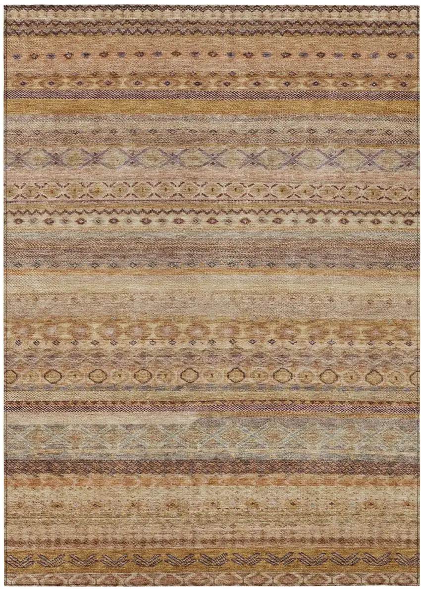 Orange And Copper Striped Washable Indoor Outdoor Area Rug Photo 2