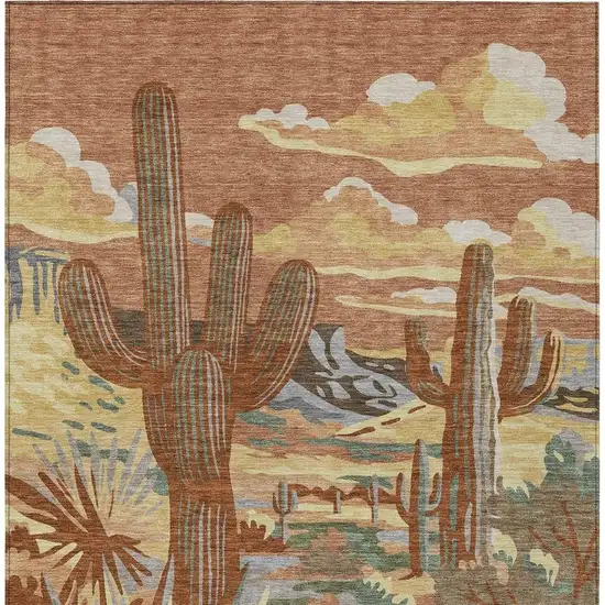 Orange And Copper Trees Washable Indoor Outdoor Area Rug Photo 4