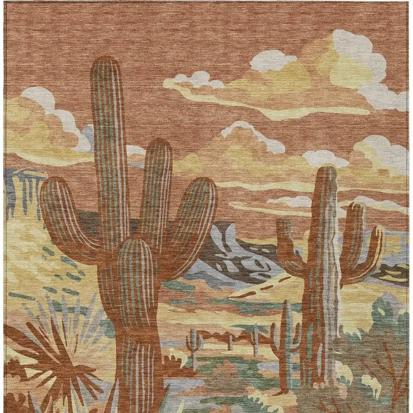 Orange And Copper Trees Washable Indoor Outdoor Area Rug Photo 4