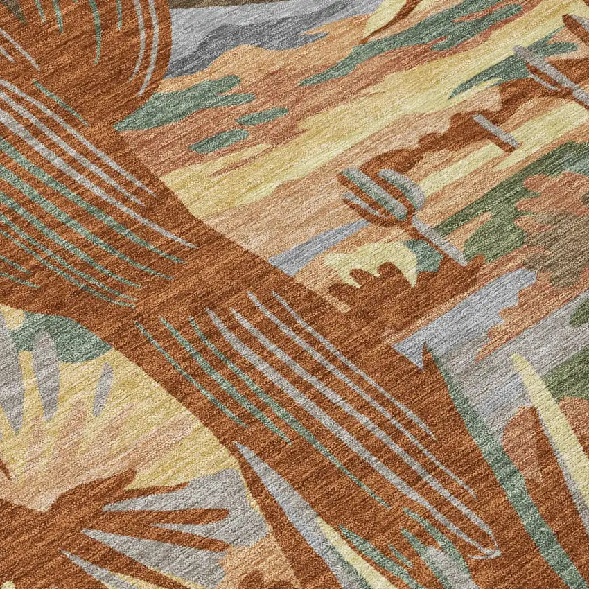 Orange And Copper Trees Washable Indoor Outdoor Area Rug Photo 6