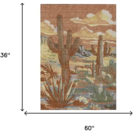 Orange And Copper Trees Washable Indoor Outdoor Area Rug Photo 7