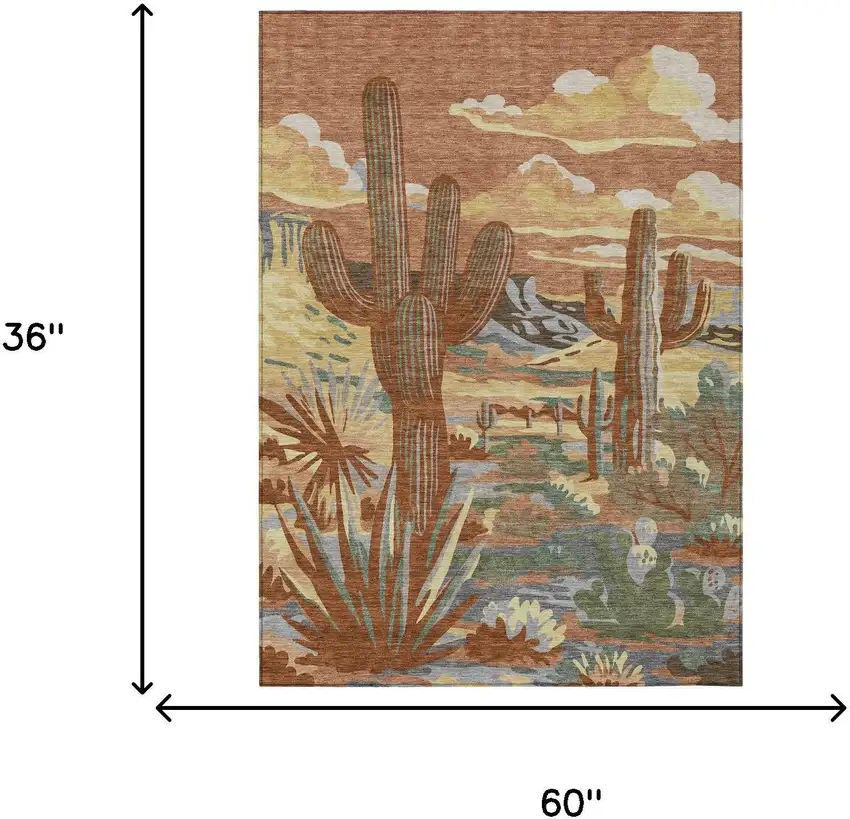 Orange And Copper Trees Washable Indoor Outdoor Area Rug Photo 7