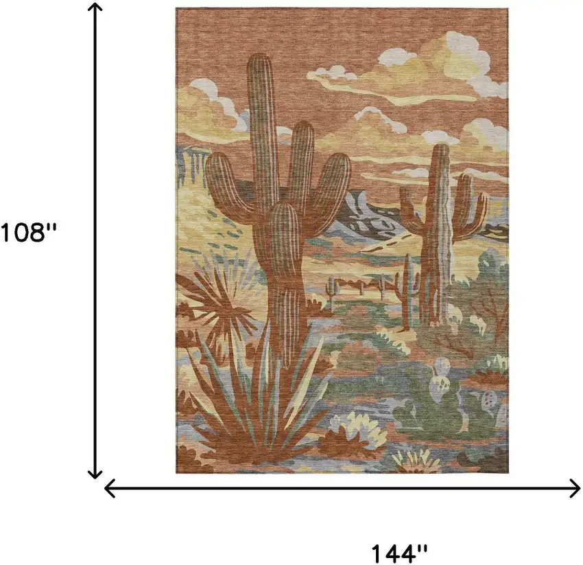 Orange And Copper Trees Washable Indoor Outdoor Area Rug Photo 7