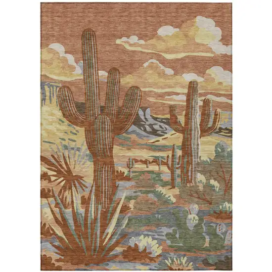 Orange And Copper Trees Washable Indoor Outdoor Area Rug Photo 2