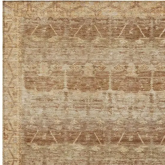 Orange And Copper Tribal Washable Indoor Outdoor Area Rug Photo 3