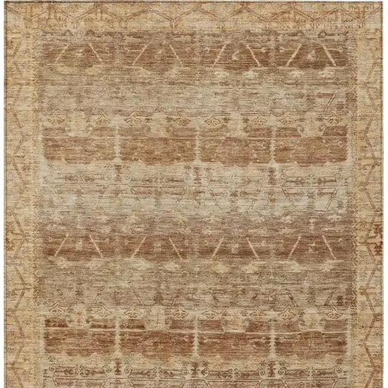 Orange And Copper Tribal Washable Indoor Outdoor Area Rug Photo 4