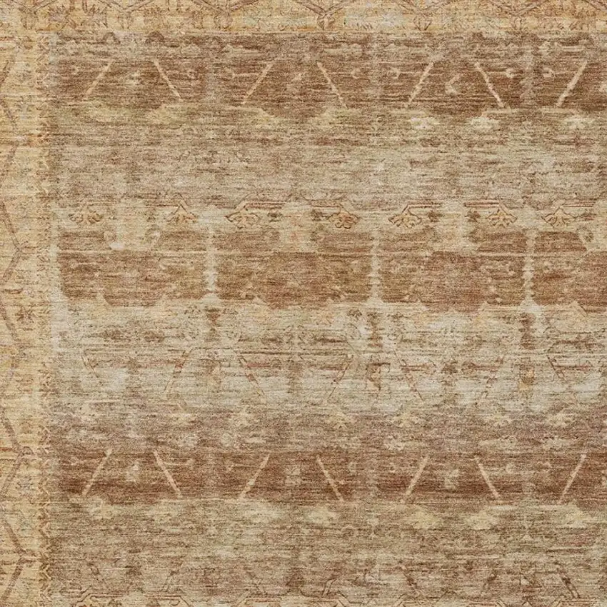 Orange And Copper Tribal Washable Indoor Outdoor Area Rug Photo 3