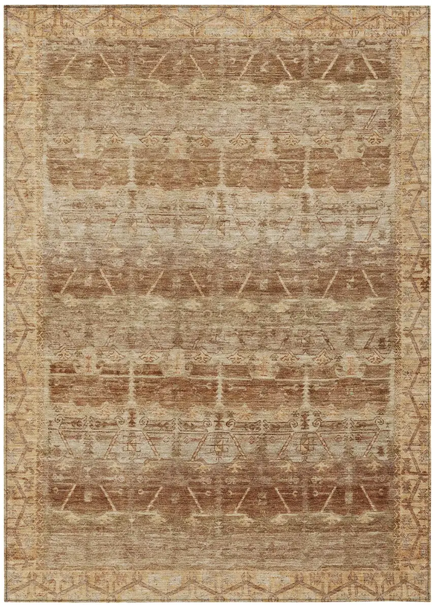 Orange And Copper Tribal Washable Indoor Outdoor Area Rug Photo 2