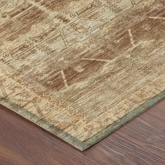 Orange And Copper Tribal Washable Indoor Outdoor Area Rug Photo 5