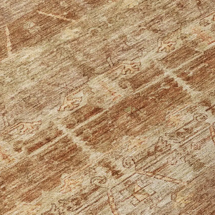 Orange And Copper Tribal Washable Indoor Outdoor Area Rug Photo 6