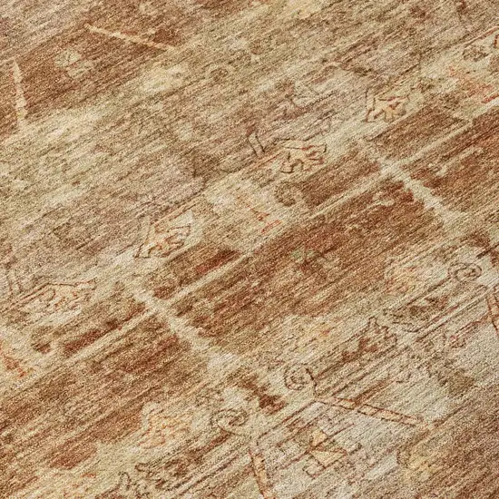 Orange And Copper Tribal Washable Indoor Outdoor Area Rug Photo 6
