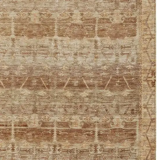 Orange And Copper Tribal Washable Indoor Outdoor Area Rug Photo 3