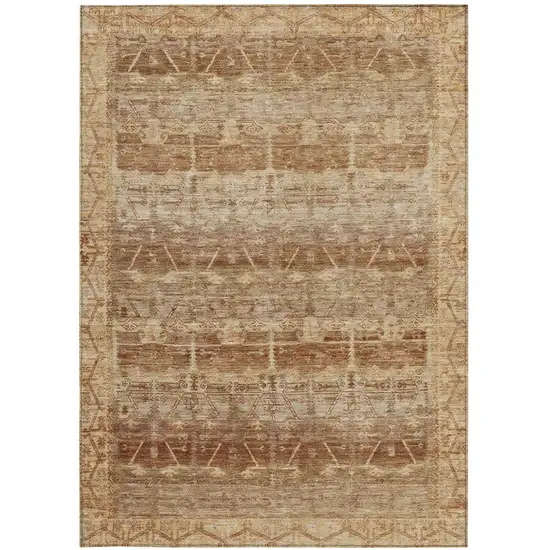 Orange And Copper Tribal Washable Indoor Outdoor Area Rug Photo 4