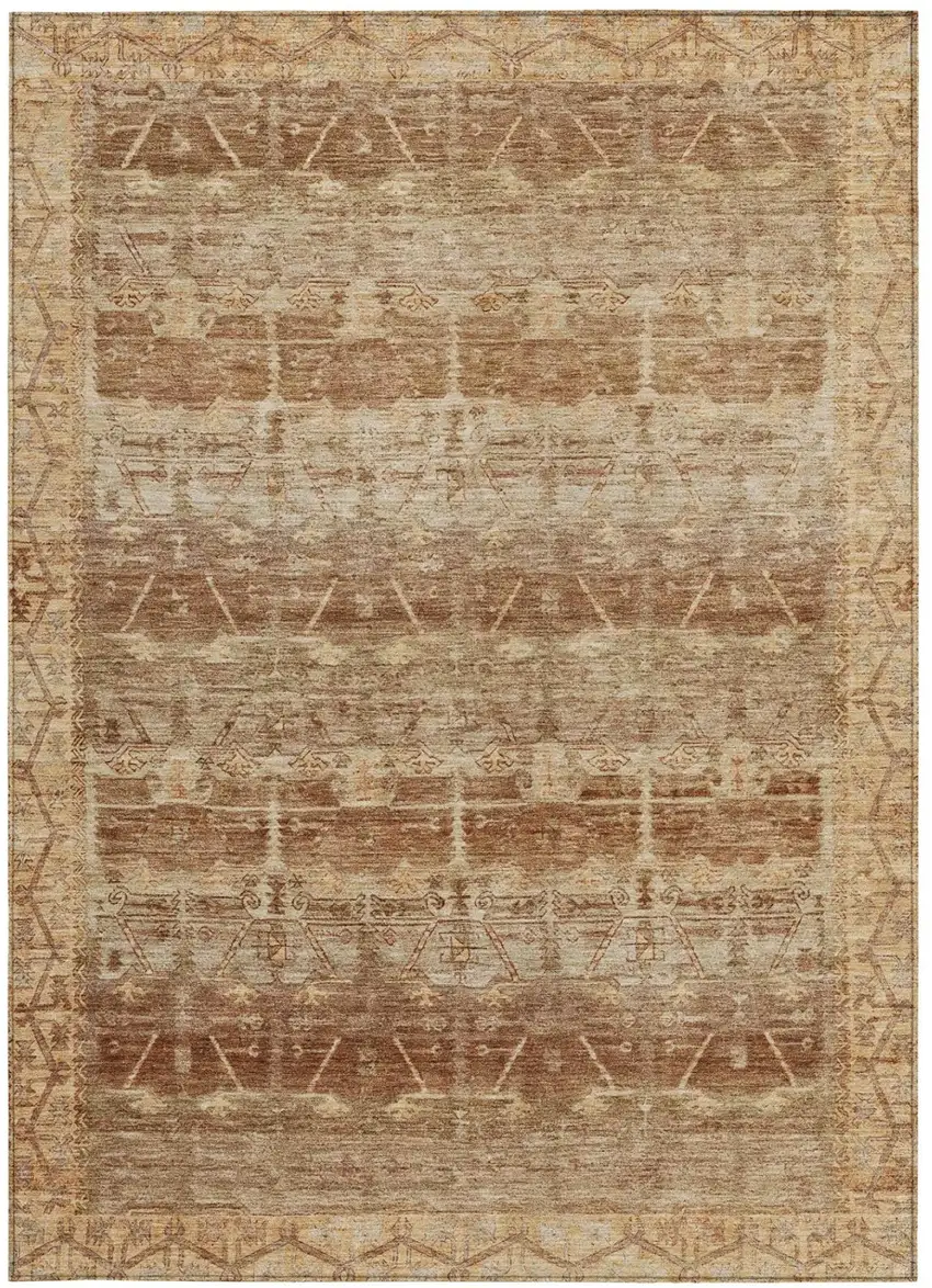 Orange And Copper Tribal Washable Indoor Outdoor Area Rug Photo 4