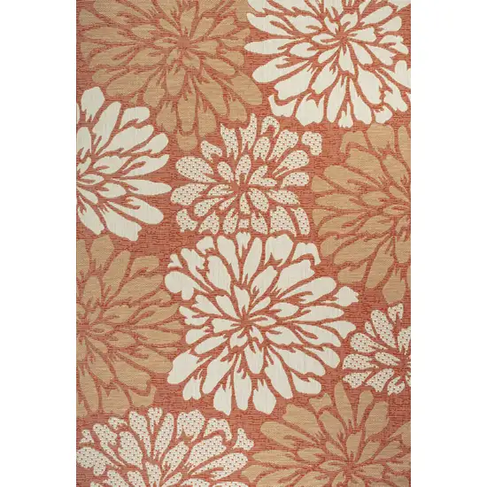 Orange And Cream Floral Indoor Outdoor Area Rug Photo 3