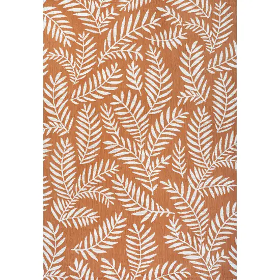 Orange And Cream Floral Indoor Outdoor Area Rug Photo 2