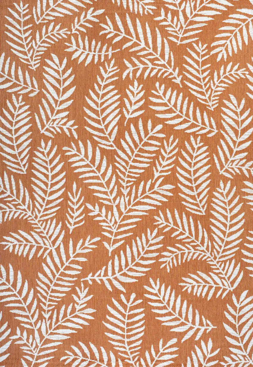 Orange And Cream Floral Indoor Outdoor Area Rug Photo 3
