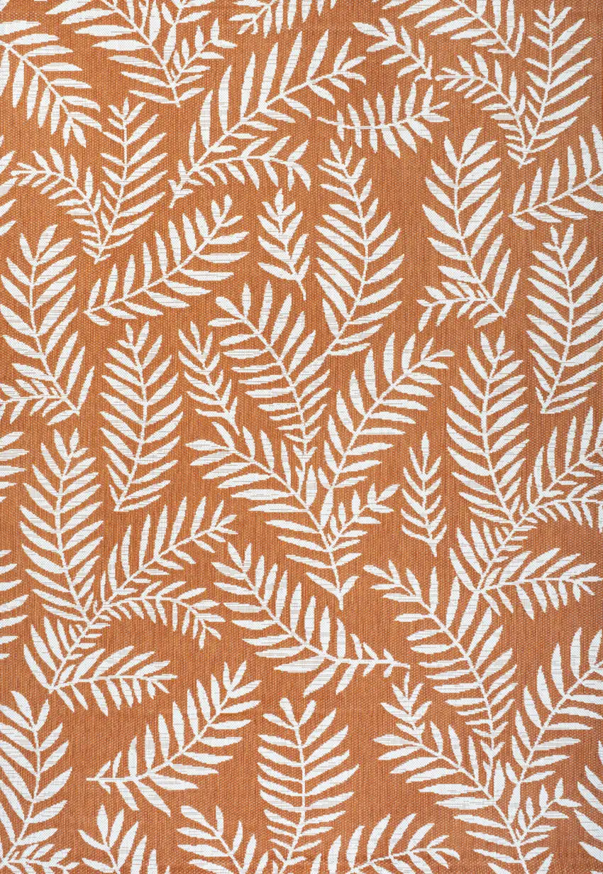 Orange And Cream Floral Indoor Outdoor Area Rug Photo 1