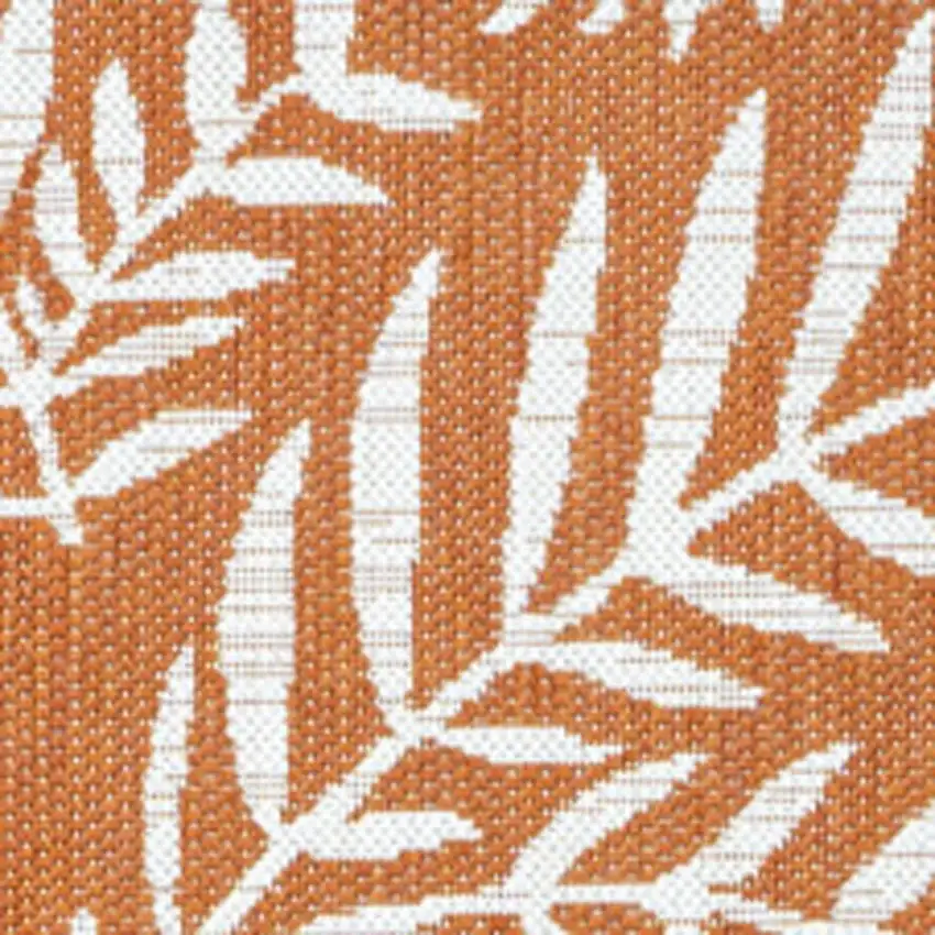 Orange And Cream Floral Indoor Outdoor Area Rug Photo 2