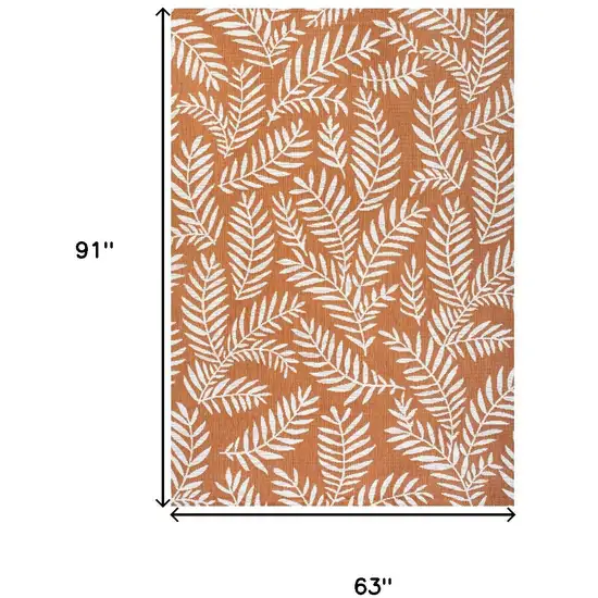 Orange And Cream Floral Indoor Outdoor Area Rug Photo 5