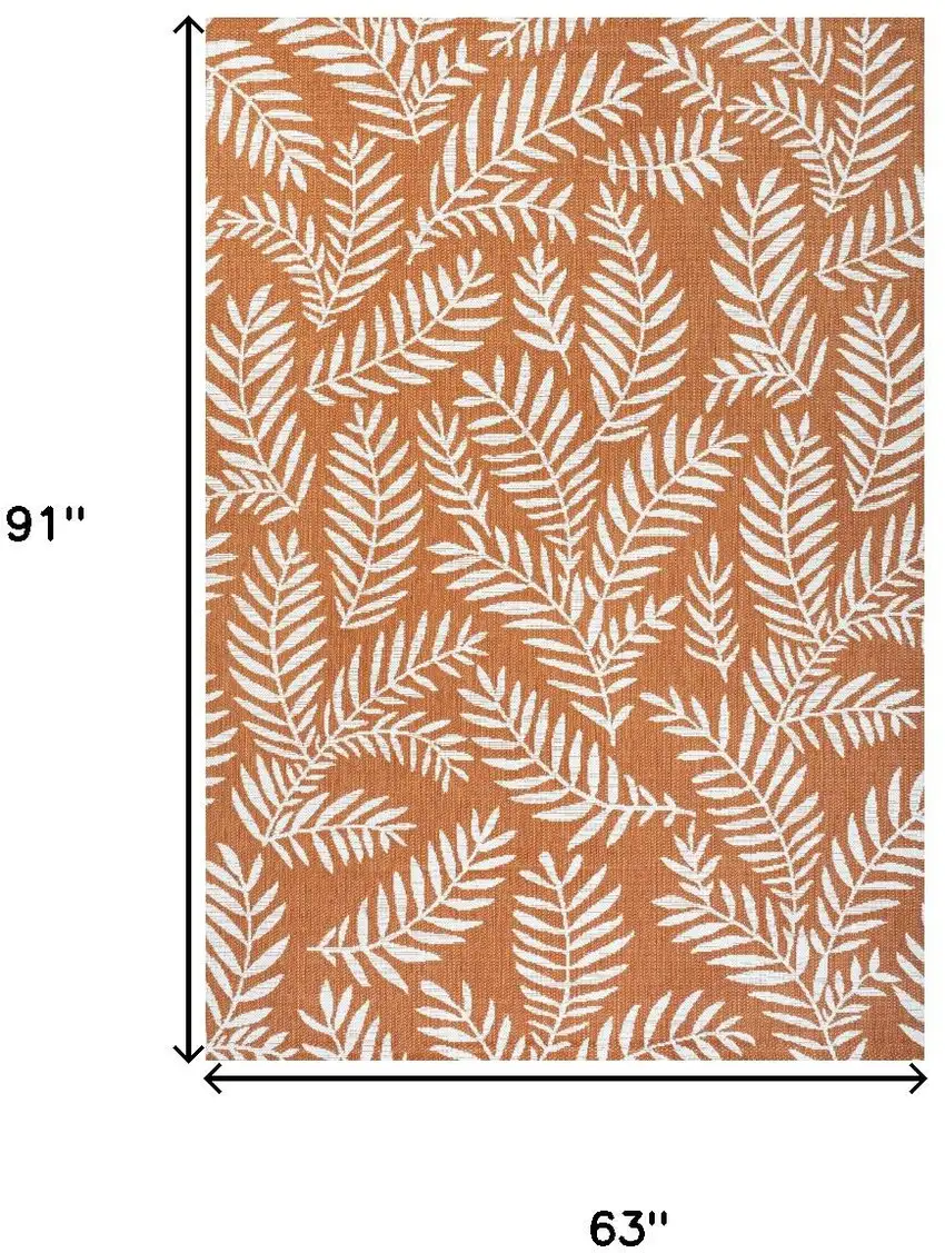 Orange And Cream Floral Indoor Outdoor Area Rug Photo 5