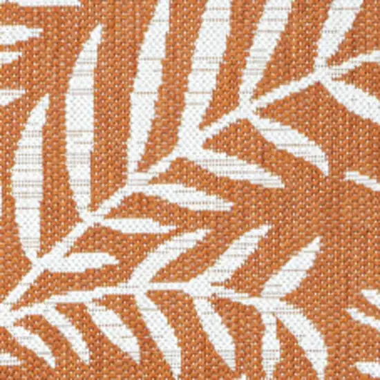 Orange And Cream Floral Indoor Outdoor Area Rug Photo 2