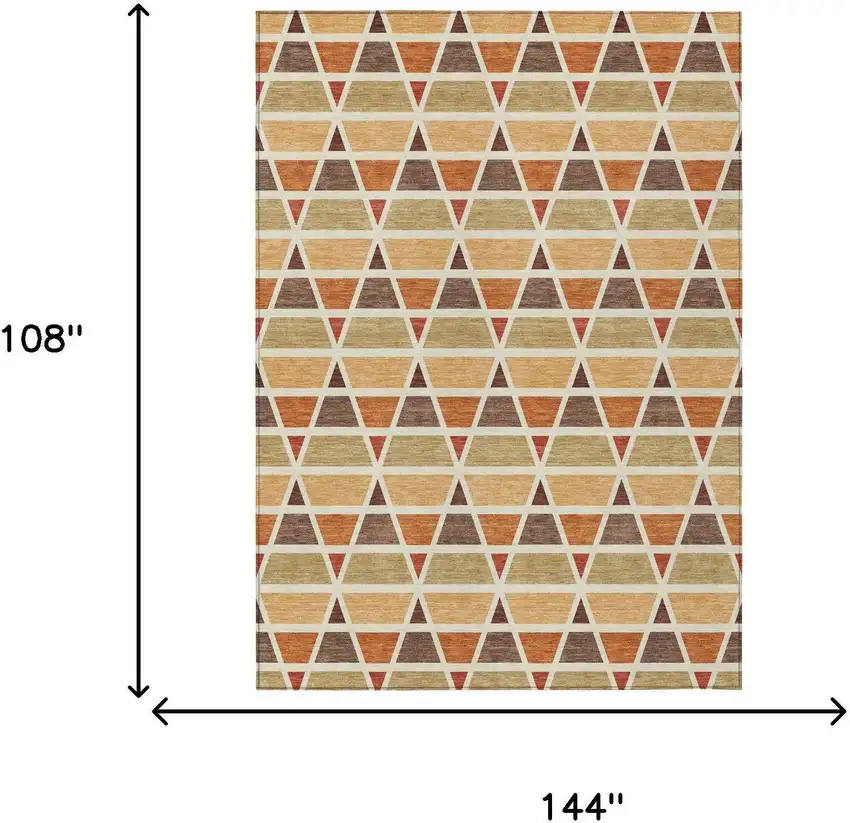 Orange And Cream Geometric Washable Indoor Outdoor Area Rug Photo 7