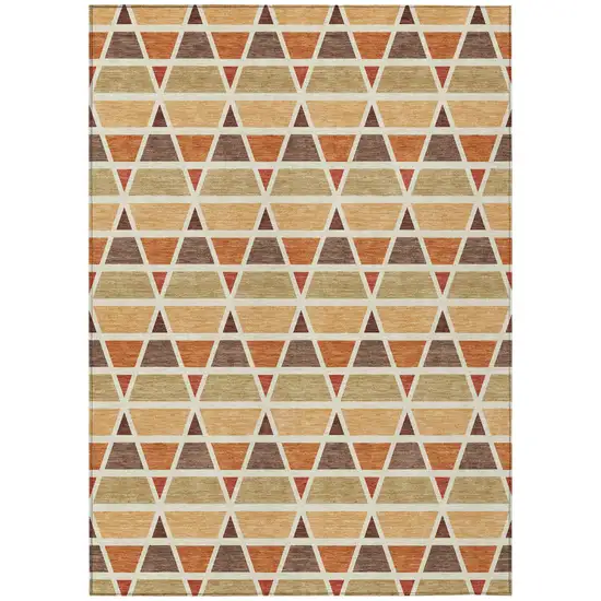 Orange And Cream Geometric Washable Indoor Outdoor Area Rug Photo 2