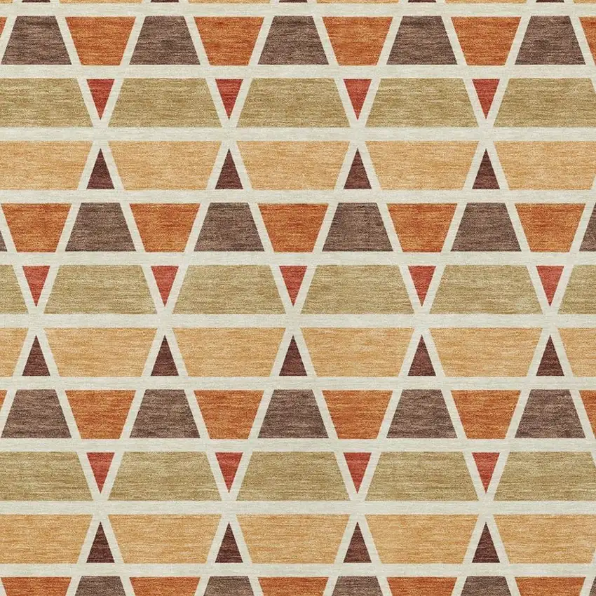 Orange And Cream Geometric Washable Indoor Outdoor Area Rug Photo 3