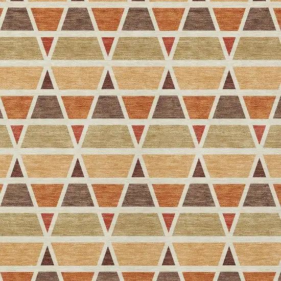 Orange And Cream Geometric Washable Indoor Outdoor Area Rug Photo 3