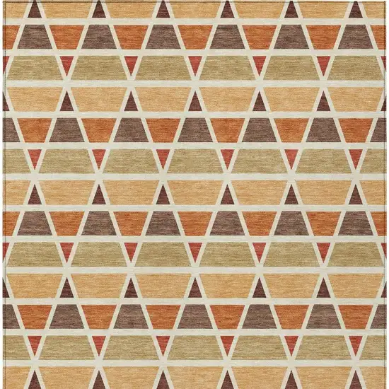 Orange And Cream Geometric Washable Indoor Outdoor Area Rug Photo 4
