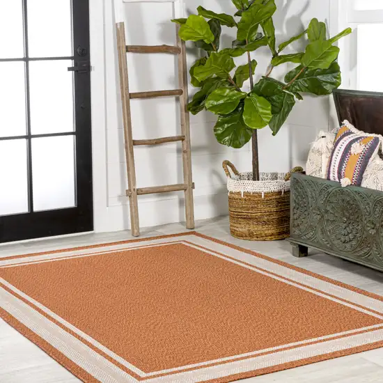 Orange And Cream Indoor Outdoor Area Rug Photo 8