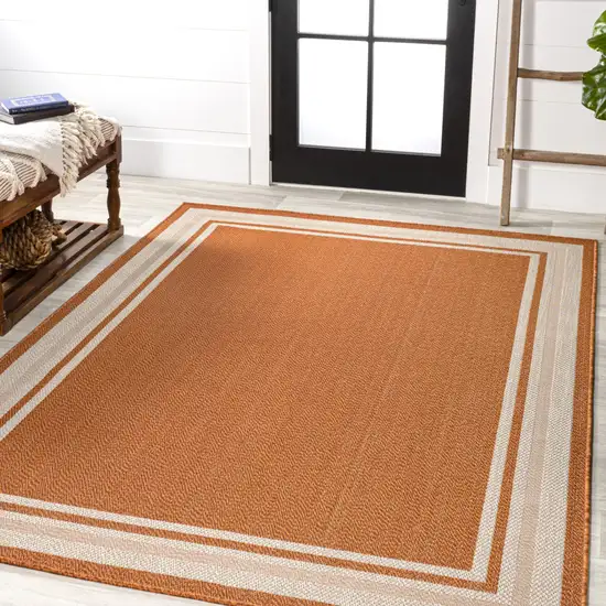 Orange And Cream Indoor Outdoor Area Rug Photo 5