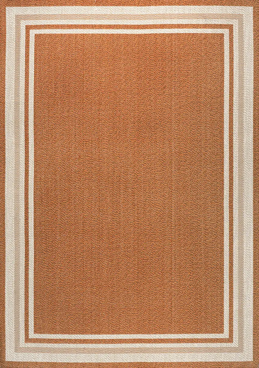 Orange And Cream Indoor Outdoor Area Rug Photo 1