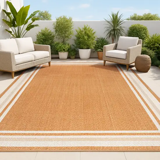 Orange And Cream Indoor Outdoor Area Rug Photo 4