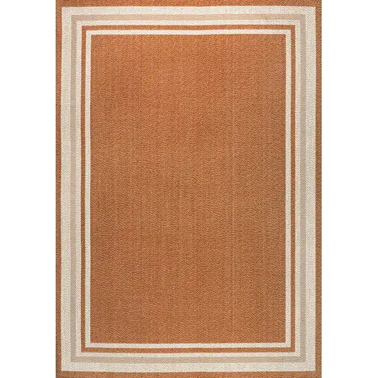 Orange And Cream Indoor Outdoor Area Rug Photo 1