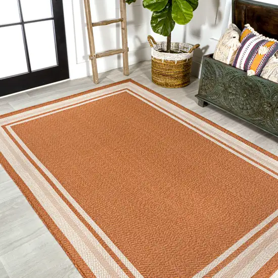 Orange And Cream Indoor Outdoor Area Rug Photo 7