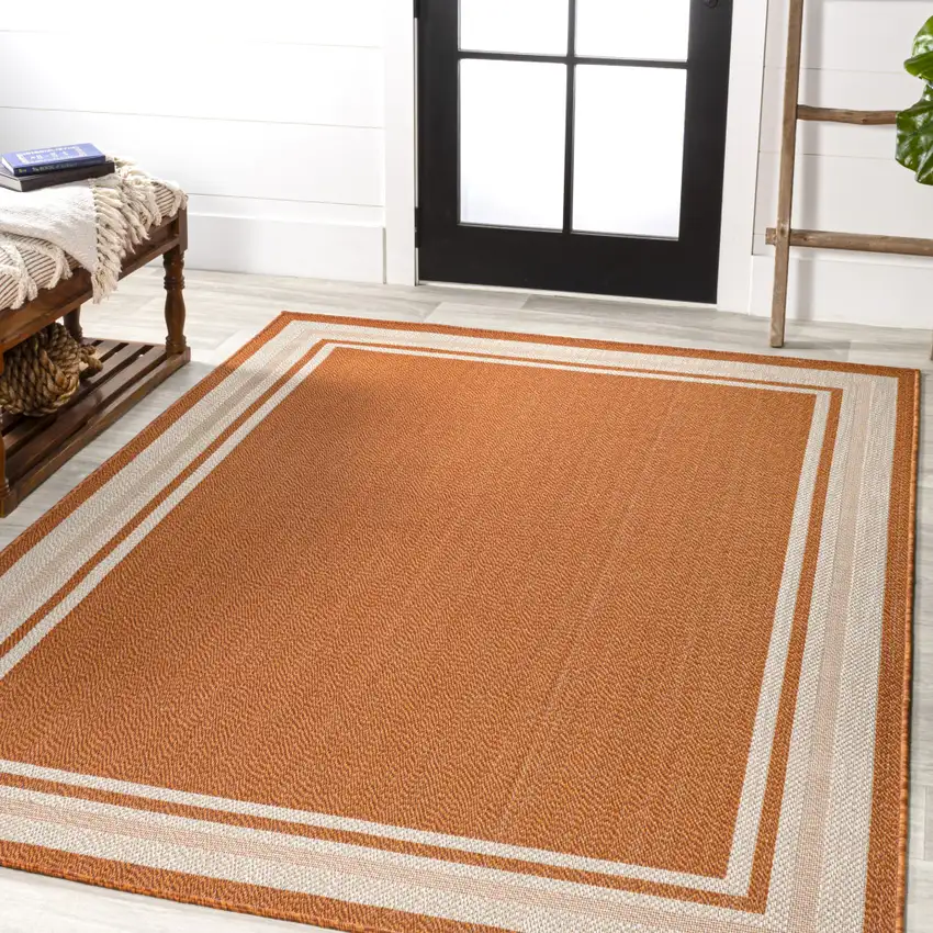Orange And Cream Indoor Outdoor Area Rug Photo 5