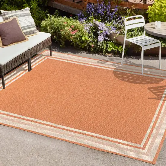 Orange And Cream Indoor Outdoor Area Rug Photo 9