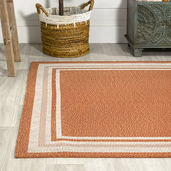 Orange And Cream Indoor Outdoor Area Rug Photo 6