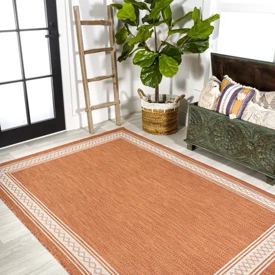 Orange And Cream Indoor Outdoor Area Rug Photo 7