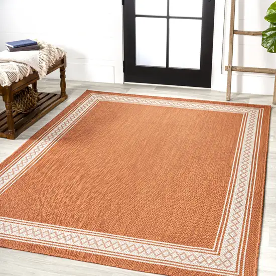 Orange And Cream Indoor Outdoor Area Rug Photo 5