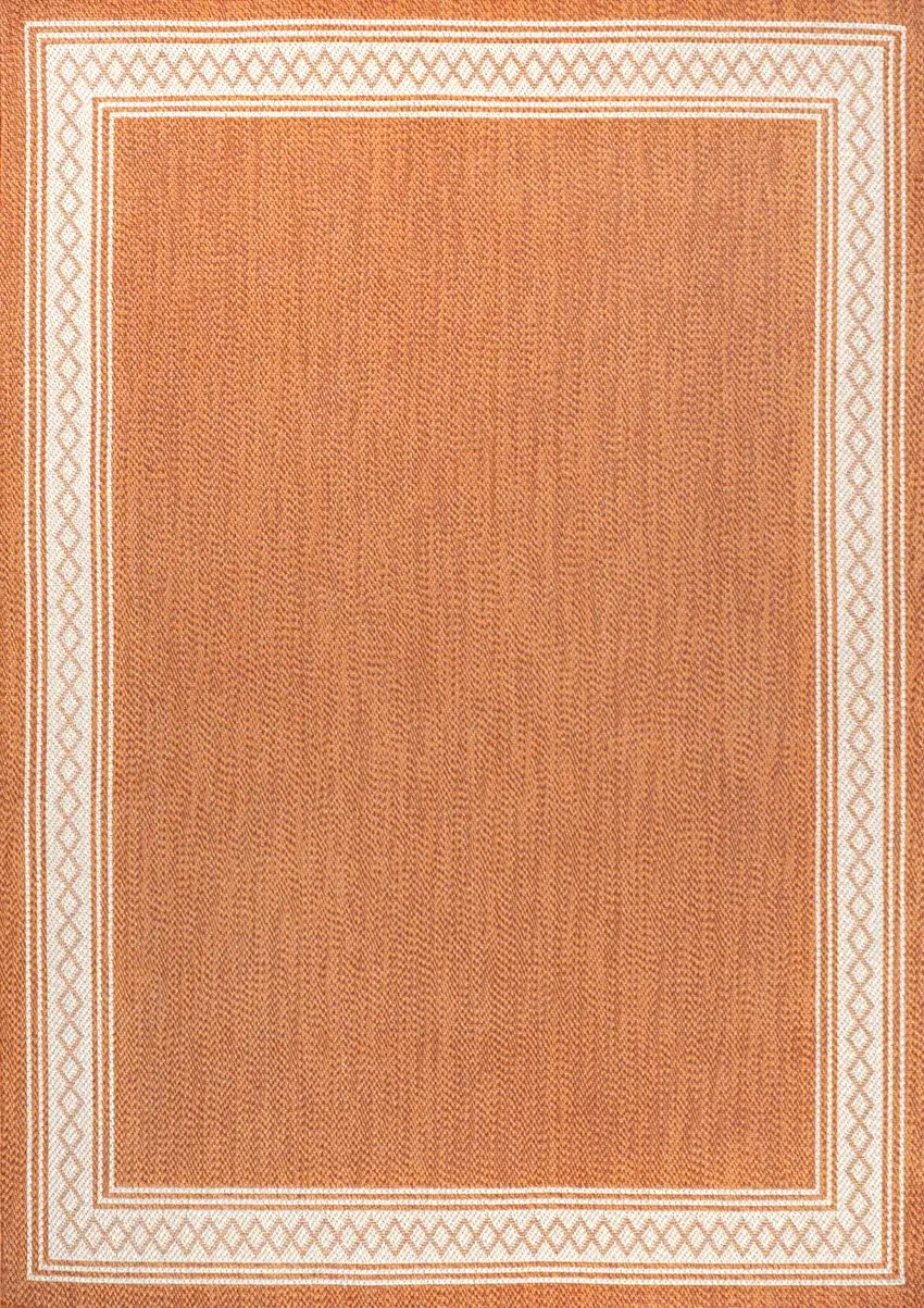Orange And Cream Indoor Outdoor Area Rug Photo 1